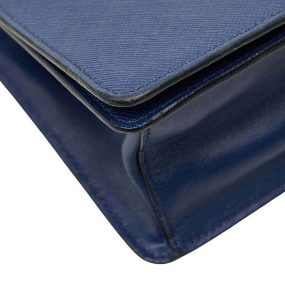 PRADA Blue Leather Saffiano Shoulder Bag - Picture 5 of 16